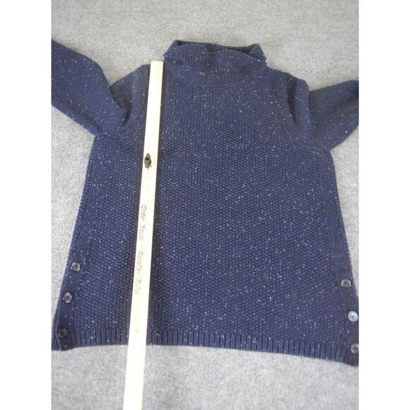 Talbots Sweater Button Side Detail Women's Size XL Navy Blue Sparkle Mock Neck - Picture 7 of 10